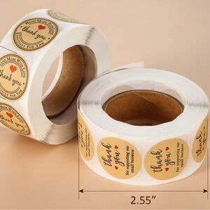 500pc. Thank You Stickers Roll NEW